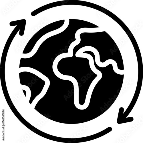 Earth With Circle Arrows Icon