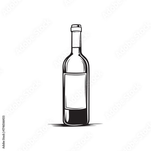 Empty bottle vector illustration with simple and clean design, featuring a glass bottle shape without contents, suitable for packaging themes, beverages, recycling, cosmetic products