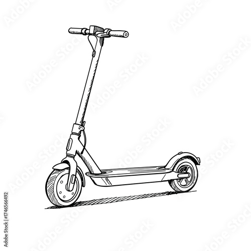 Electric scooter sketch in black and white design  