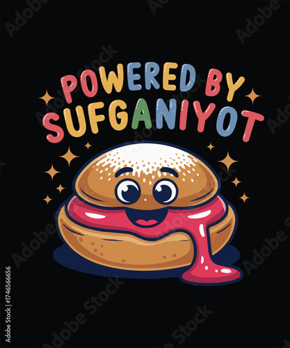 Cute sufganiyot illustration with vibrant colors and playful cartoon style design