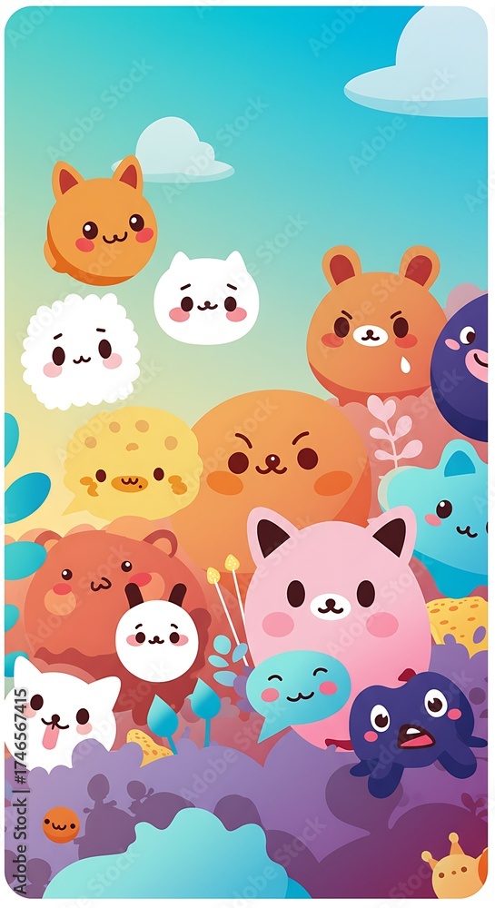 Fototapeta premium Flat cartoon unique wallpaper background 18