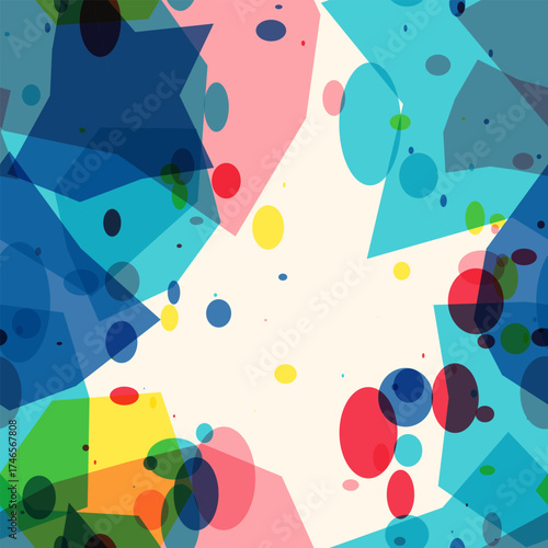 Seamless abstract watercolor splash background with vibrant vector shapes and colors