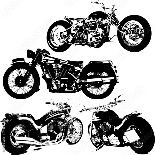 Set of Distressed Biker Motorcycle Silhouettes Graphic Art Illustration red black transparent editable vector for t-shirt mug wall stickers wallpaper sticker design multipurpose use in high definition