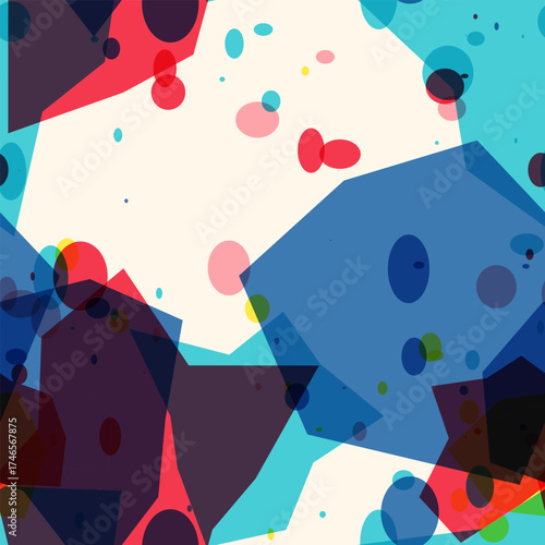 Seamless abstract watercolor splash background with vibrant vector shapes and colors