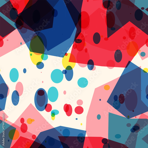 Seamless abstract watercolor splash background with vibrant vector shapes and colors