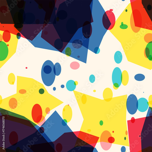 Seamless abstract watercolor splash background with vibrant vector shapes and colors