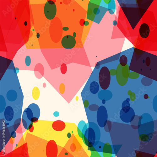 Seamless abstract watercolor splash background with vibrant vector shapes and colors