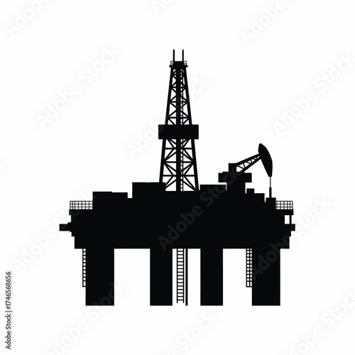 Offshore oil rig structure with pumpjack oil pumpjack