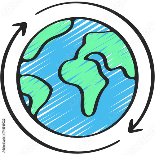 Earth With Circle Arrows Icon
