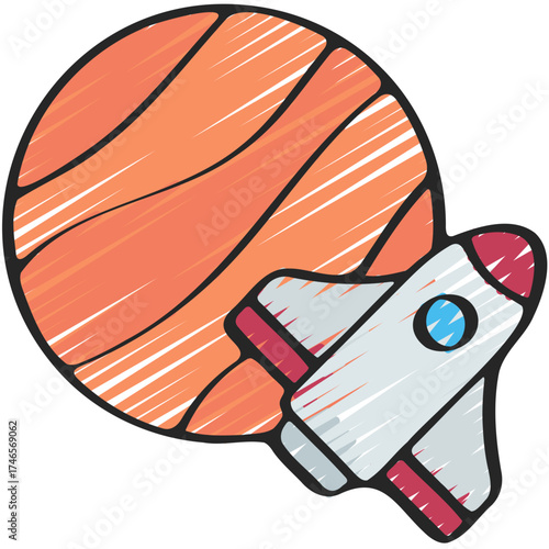 Rocket Ship And Planet Icon