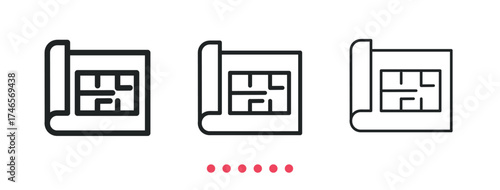 Blue print icon. Thin line icon vector