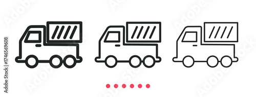 Dump truck icon. Thin line icon vector