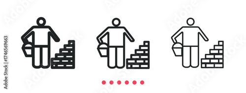 Brick work icon. Thin line icon vector