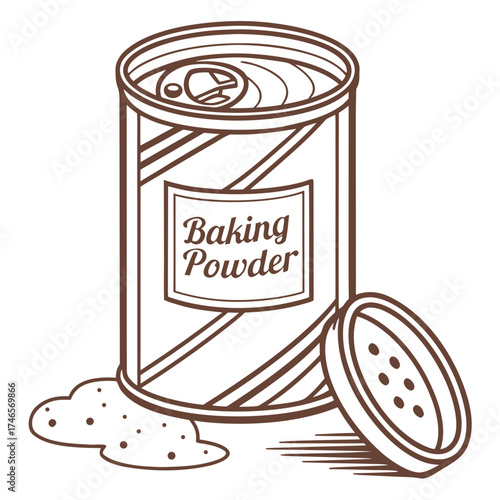 Crafting homemade delights with baking powder in a vintage-inspired illustration, perfect for culinary projects and adding a touch of nostalgia