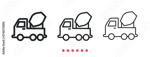 Mixer truck icon. Thin line icon vector