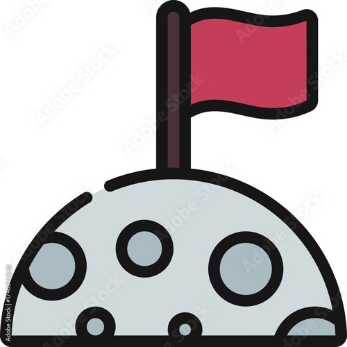 Moon With Flag Icon