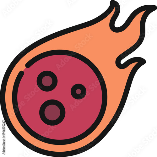 Asteroid Falling On Fire Icon