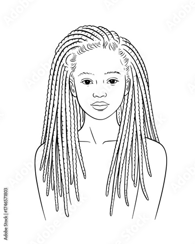 Vector Illustration of a woman with lines drawing for logo,icon, black and white	