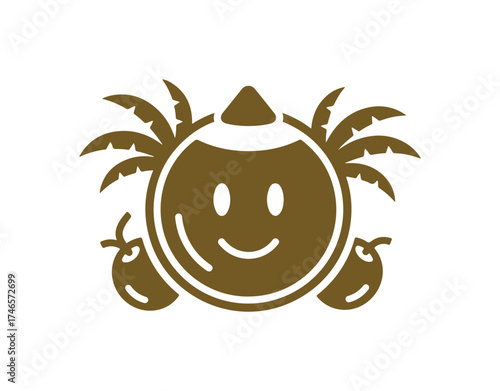 Coconut glyph symbol, tropical nuts, coconut vector symbol, vector art, editable stroke solid mark