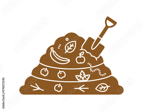 Compost glyph icon. Natural solid waste. Fertilizer. Crop production waste breaks down. Eco-awareness concept. Filled flat sign. Isolated silhouette vector illustration
