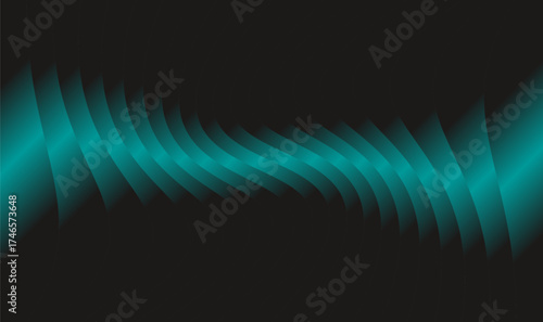 Black background with teal gradient stripes splitting in different directions. Abstract elegant design for banners, posters, wallpapers, and digital graphics.