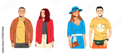 Vector collection set of diverse people. Group of man and woman character. User avatar or profile picture for social media, internet resource, web design. Flat illustration.