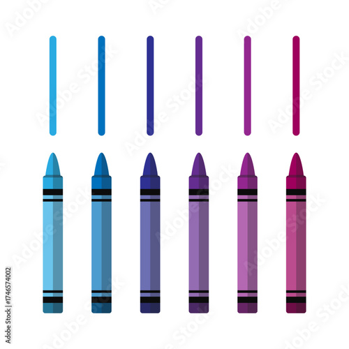 Set of Color Crayons – Vector Illustration. School and Art Supplies