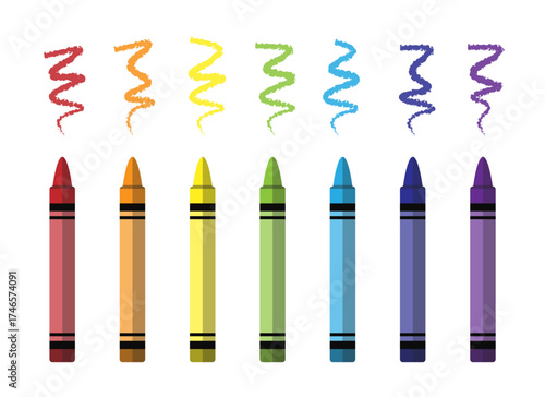 Set of Color Crayons – Vector Illustration. School and Art Supplies
