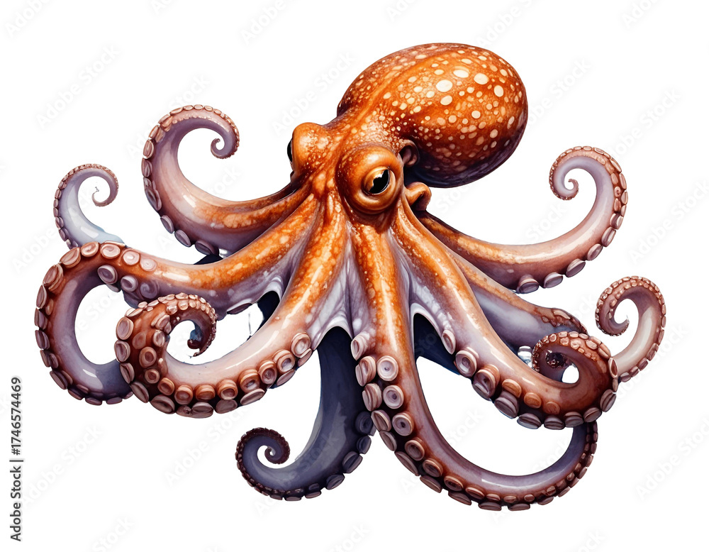 Obraz premium Vibrant octopus illustration against transparent background