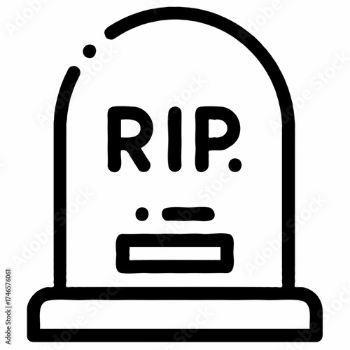 Simple outline of a gravestone with RIP inscription  
