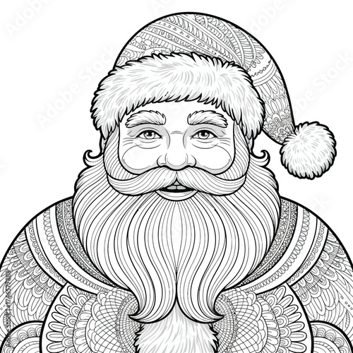 Detailed vector illustration of santa claus for scalable eps coloring pages and festive graphics silhouette vector illustration white background