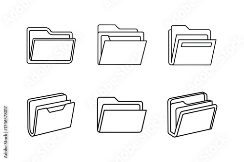 expanding folder icon line art vector illustration