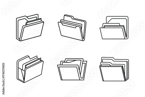 expanding folder line art vector illustration