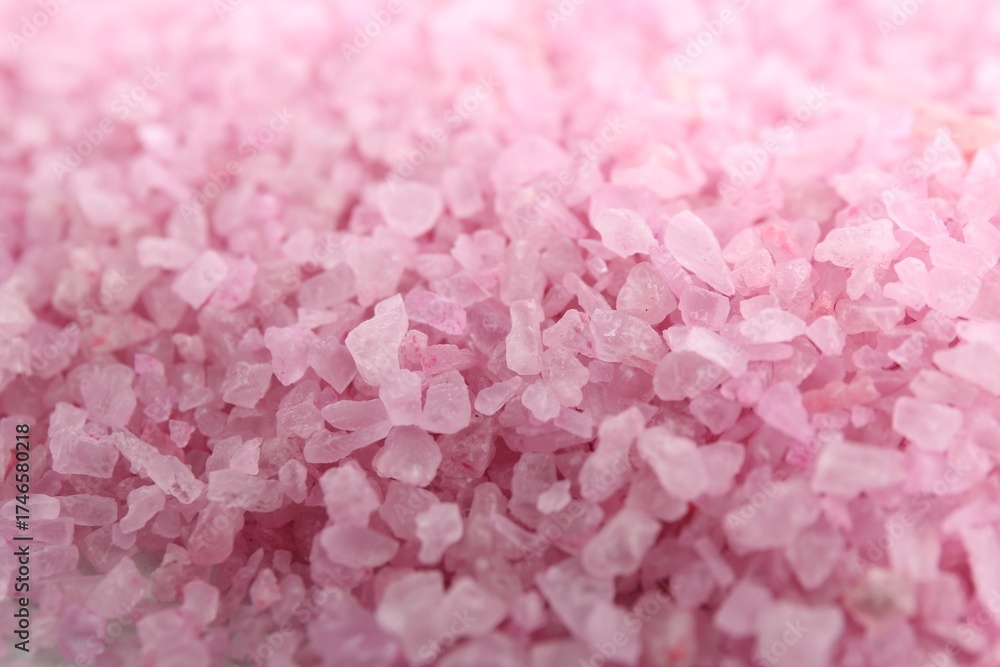 Fototapeta premium Pink sea salt as background, closeup view