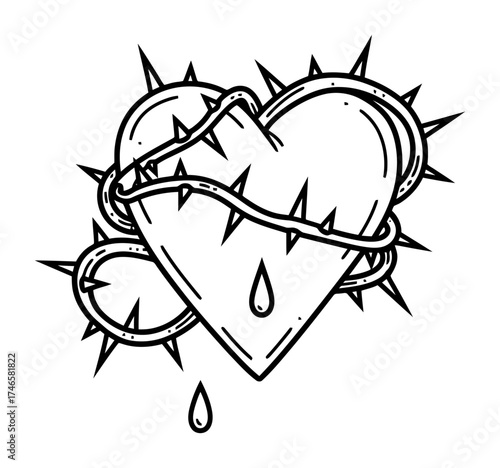 Unrequited Love Tattoo Design - Minimalist Monochrome