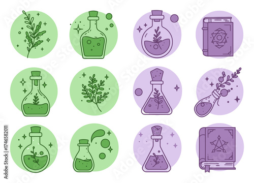 Potion Alchemy Bottle Set - Fantasy Vector Design