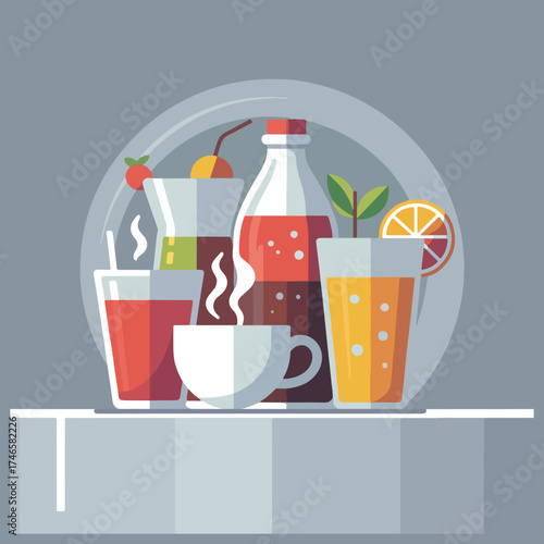 Drinks and Coffee Icon Set – Cafe, Beverage, and Hot Drink Vector Design