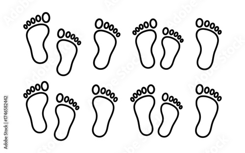 Step footprints paths. footstep prints and shoe steps . shoe tread footprints vector illustration isolated on white background.	