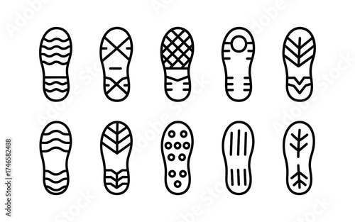 Step footprints paths. footstep prints and shoe steps . shoe tread footprints vector illustration isolated on white background.	