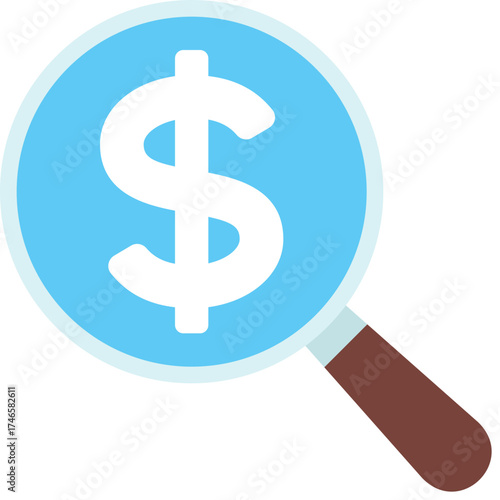 Money Research Loupe Icon