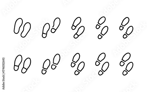 Step footprints paths. footstep prints and shoe steps . shoe tread footprints vector illustration isolated on white background.	