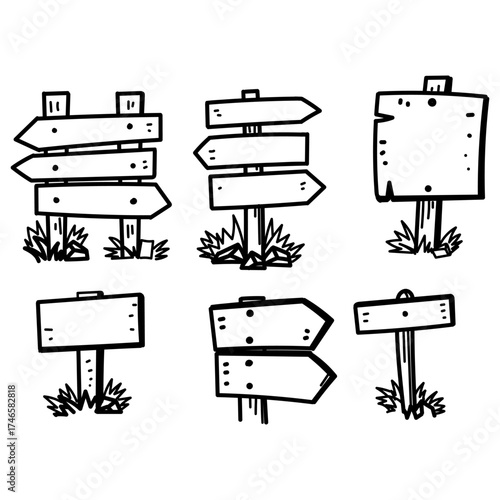 doodle wooden sign board collection