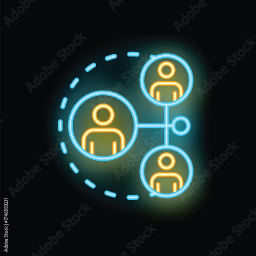 Neon icon representing people networking with each other using a social media platform