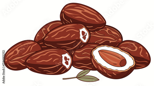 Pile of brown nuts with one open showing the kernel inside.