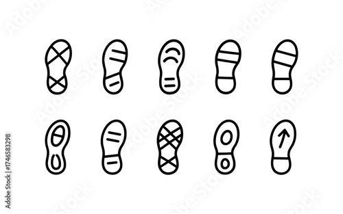 Step footprints paths. footstep prints and shoe steps . shoe tread footprints vector illustration isolated on white background.	