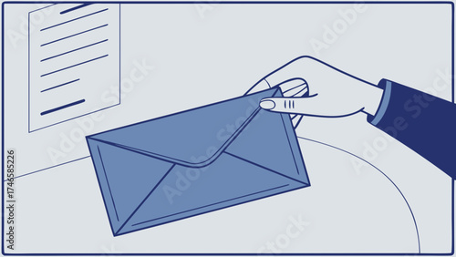 Hand inserting letter into mailbox mail delivery postal service illustration.