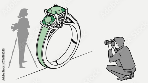 Jewelry Photography Emerald Ring Gemstone Product Shot Photographer Studio Shot Advertising E-commerce Catalogue Online Store Website Design Graphic Design Illustration Two Photograp.