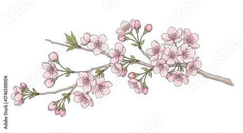 Wallpaper Mural Delicate pink cherry blossom branches with detailed buds and open flowers on a Torontodigital.ca