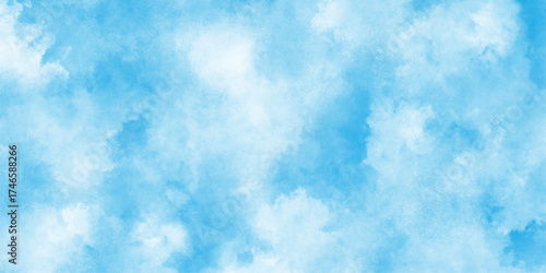 Vector blue sky background with tiny clouds,Grunge style blue background with white clouds for any wallpaper,Watercolor blue background. Watercolor cloud texture.