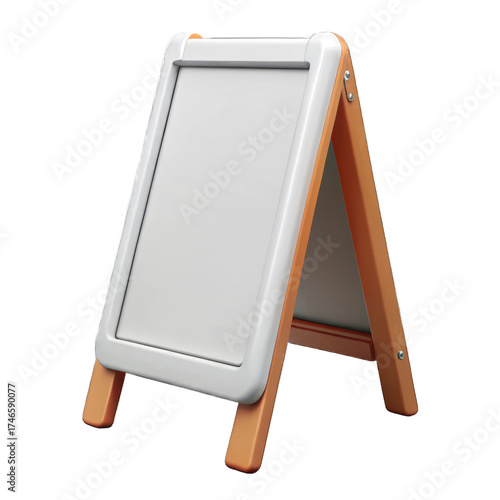 A frame sign with white board and wooden frame isolated on black background in a studio shot style Isolated on transparent background, png
